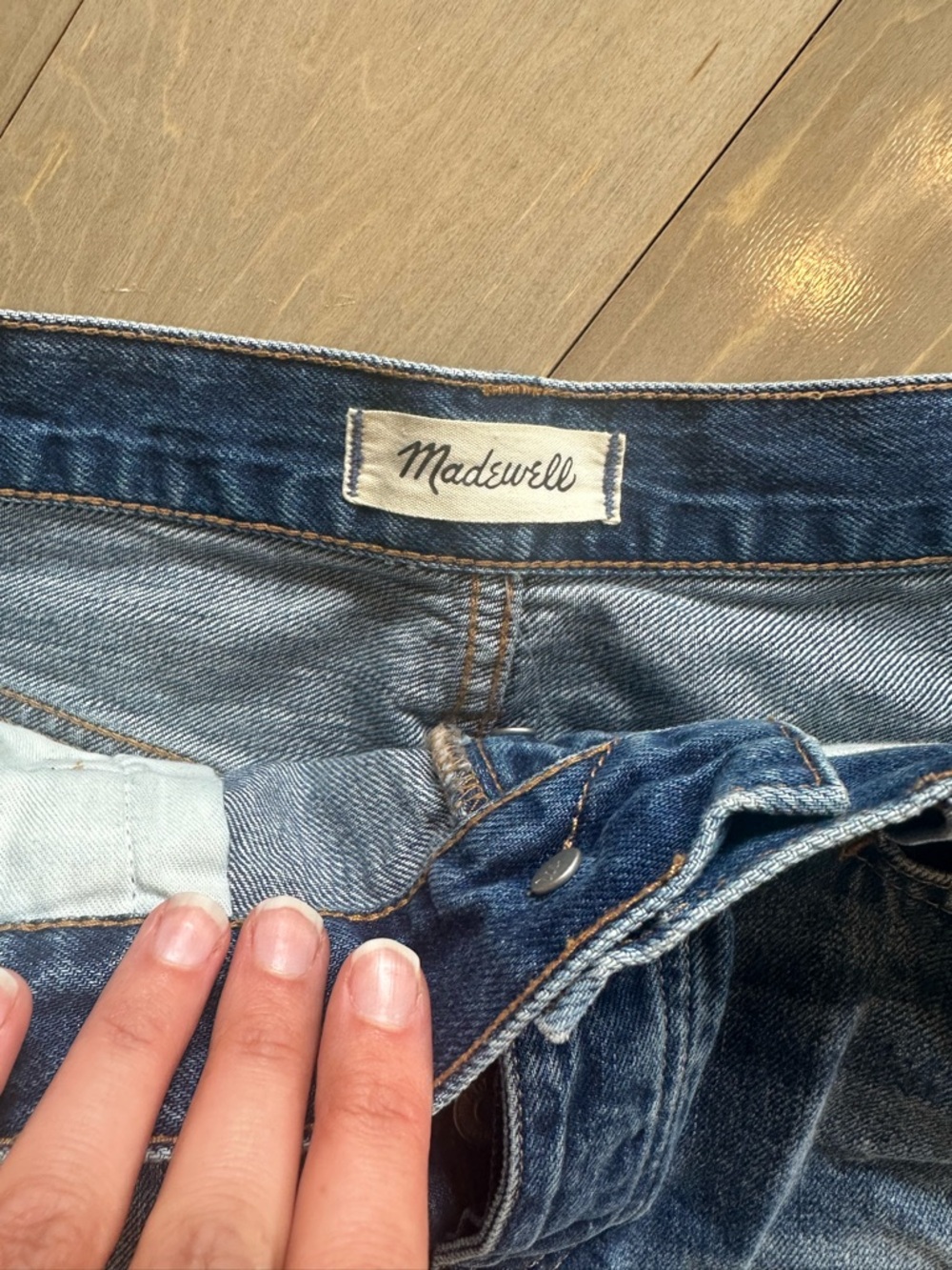 Madewell Distressed Blue Denim Mini Skirt - Picture 3 of 4